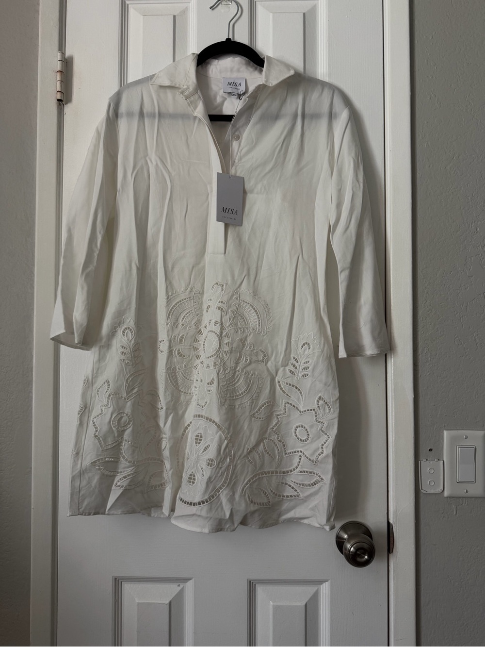 Misa Los Angeles Cream Embroidered Cutwork Tunic